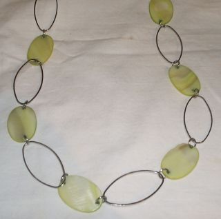   Shell and Chain Link Long Necklace 36 Large Links   Nice Open Design