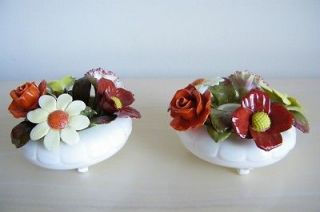 Vintage Large Pair ROYAL ADDERLEY Floral Bouquet Bone China Footed 