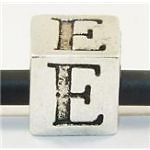 large hole european alphabet letter e bead  w