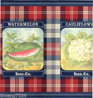 RALPH LAUREN Vegetables Seed Pack Package RED Blue Plaid Check Wall 