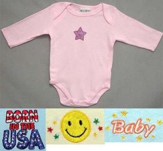 Hello Kids New Wholesale Lot   6 Pcs L/ Slvs Embroid Onesies N/ Born 