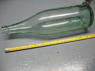 pluto mineral water bottle aqua glass 1 qt nice cond