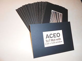 ACEO Photo Mats (24) 5x7 Black mats w/reg core w/ACEO Opening 