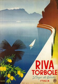   1950s Italian Italy Riva Torbole Lake Garda Travel Poster A1 A2 A3
