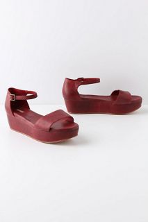 Anthropologie Potrero Flatforms Sandals Shoes Size 9, Wine, Gee Wawa