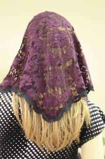 Purple Lent veil mantilla Catholic church chapel scarf lace 