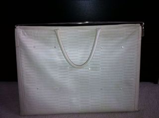 renato angi over sized travel bag in white leather