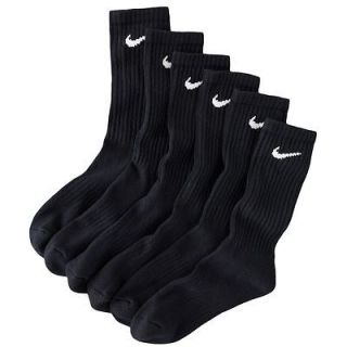 NIKE Boys Girls 6 pair Crew Socks Black or White Size L 5Y 7Y SX4455