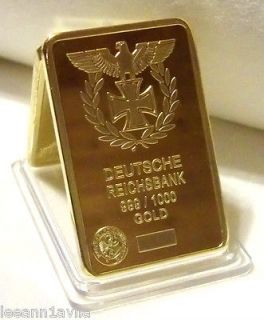 OZ. GERMAN .999 24K PURE GOLD LAYERED WW1 WW2 DEUTSCHE EMPIRE BANK 