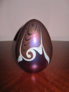 signed vandermark feathered art glass egg from 1982 time left