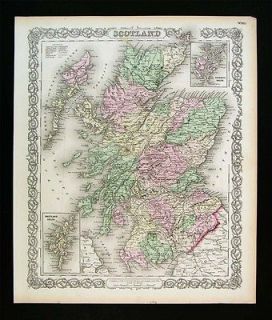 1874 Colton Map   Scotland Edinburgh Loch Ness Orkney Shetland 