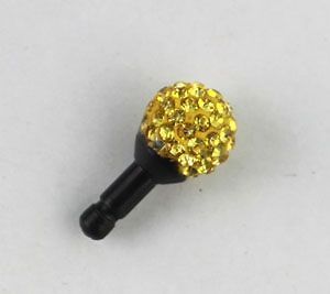 4PCS Yellow Rhinestone Disco Ball Anti dust Earphone Plug Stopper 