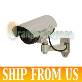 Plastic Housing Dummy Silver Bullet Camera with Blinking Red LED LOOK 