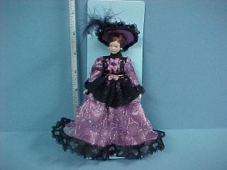 Victorian Lady Doll in Purple Gown   Porcelain   #G7640  Dollhouse 
