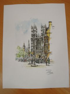Jan Korthals Dutch Artist Westminster London England Scene Print Art 