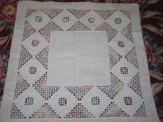 Exquisite Antique Snowy White Hardanger TableCloth~Tab​le Topper