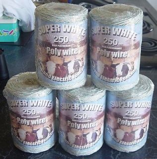 rolls Heavy Duty polywire 6 strand SS 825 electric fence White