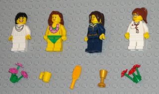 Lego MINIFIGURES 4 Women Girls Lady People Flowers Female Town 