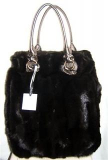 falorni dark brown leather mink large handbag