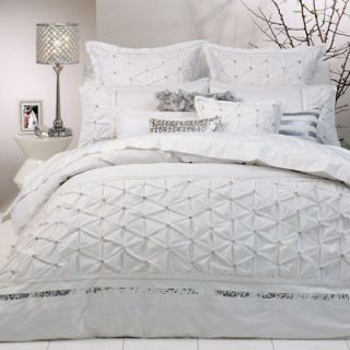Logan and Mason SOLITAIRE WHITE Diamontes King Size Bed Doona Quilt 