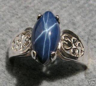 marquise linde blue star sapphire created s s ring one