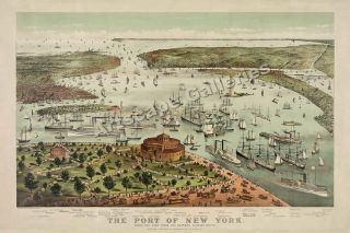 1892 port of new york birds eye view map 16x24  9 95 buy it 
