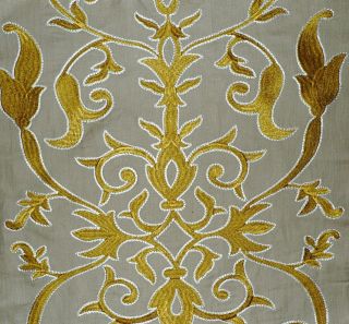 MANUEL CANOVAS Tolede linen cotton viscose embroidery natural gold new 