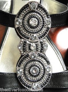 NEW Womens Bandolino Black & Silver Metal Jeweled Embellished Sandals 