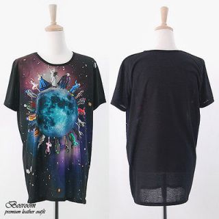 NEW UNISEX Womens men we are the world earth Galaxy space graphic top 