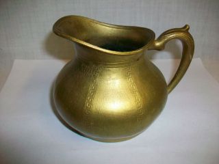 Vintage Gold Painted Metal Pitcher Forbes Silver Co. USA Quadruple 262 