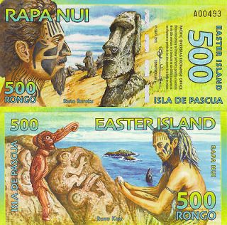 EASTER ISLAND 500 RONGO POLYMER UNC NEW ANTARTICA