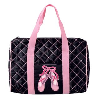 new girls dance bag quilted on pointe black duffel