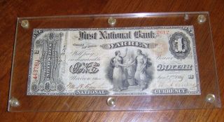 Warren Ohio First National Bank 1865 Ace One Dollar $1 Bill National 