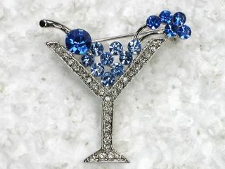 clear blue bombay sapphire martini glass pin brooch c71 time