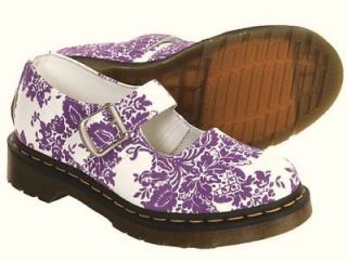   Size 6 (4UK 37 Eur) Purple Floral Leather Mary Jane Shoes NEW DOC