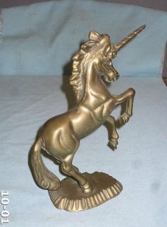 Vintage Very Realistic Solid Brass Beautiful Rearing Unicorn Figurine 