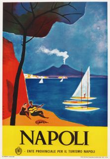 TV87 Vintage 1960s Napoli Naples Italian Italy Travel Tourism Poster 