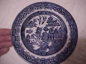 willow blue white plate willow woods ware 