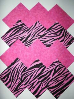 32 hot pink zebra print 5 fabric quilt squares time