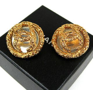 authentic chanel coco mark gold tone clip earrings 9275 from
