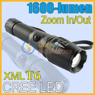Zoomable 1600 lumens CREE XM L T6 LED Flashlight Torch (use 3*AAA 