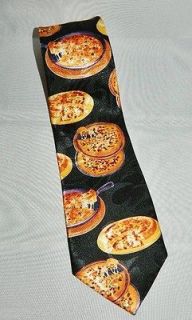 FRATELLO Handmade Mens Tie Necktie Pizza Deep Dish Pie Black Multi 