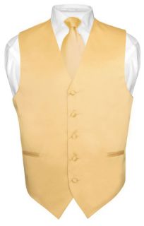 Mens GOLD Color Tie Dress Vest NeckTie Set for Suit or Tuxedo Large
