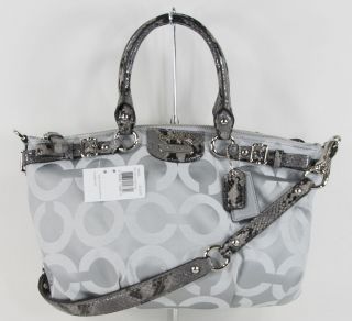 New Coach Madison gray signature python leather Sophia satchel purse 