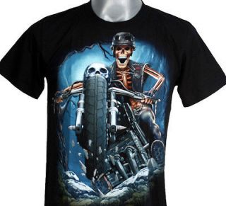 t23 ghost rider skull motorcycle punk rock s s t shirt m