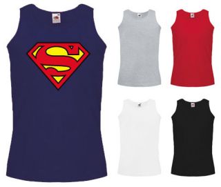 Mens Superman Logo Super Hero Comic Cotton Summer Tank Top Vest NEW S 