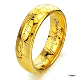 tungsten steel rings gold finger band lord of the ring carbide mens 