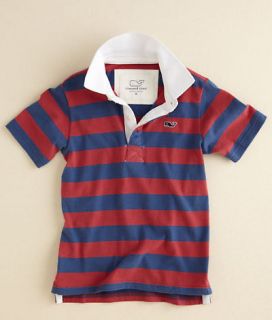 VINEYARD VINES Boys SPINNAKER RUGBY POLO SHIRT 2T 2 TODDLER Red Blue 