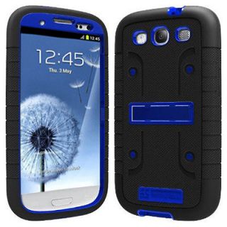 Black Blue Duo Armor Cover Case Kickstand for Samsung Galaxy S III 3 
