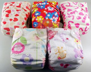 CUTE RE USABLE BAMBOO BABY DIAPER CLOTH NAPPY+BAMBOO INSERT For Girl 